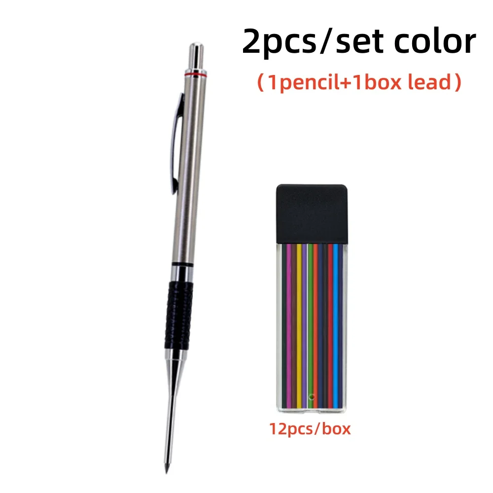 Nieuw mechanisch potlood voor houtbewerking met diep gat, 2,0 mm antislip zachte set handgreep automatisch potlood ingenieur tekening markeergereedschap