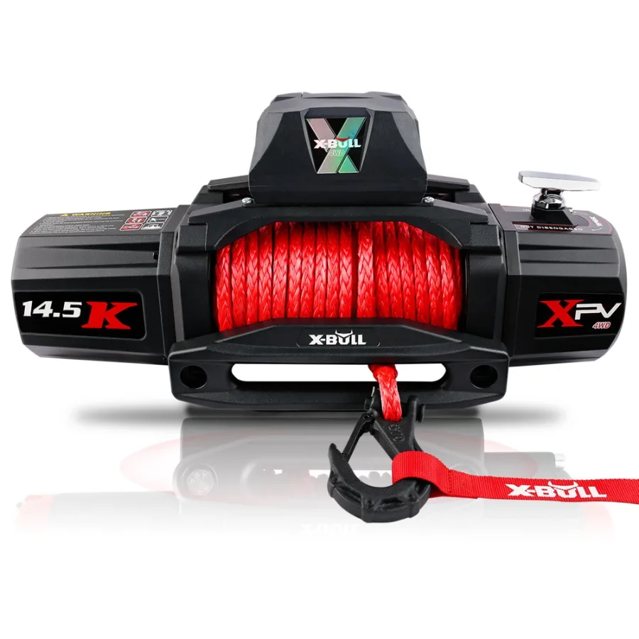 

XBULL Electric Winch XPV 14500 LBS 12V Synthetic Red Rope New Arrival Jeep Towing Truck 4WD