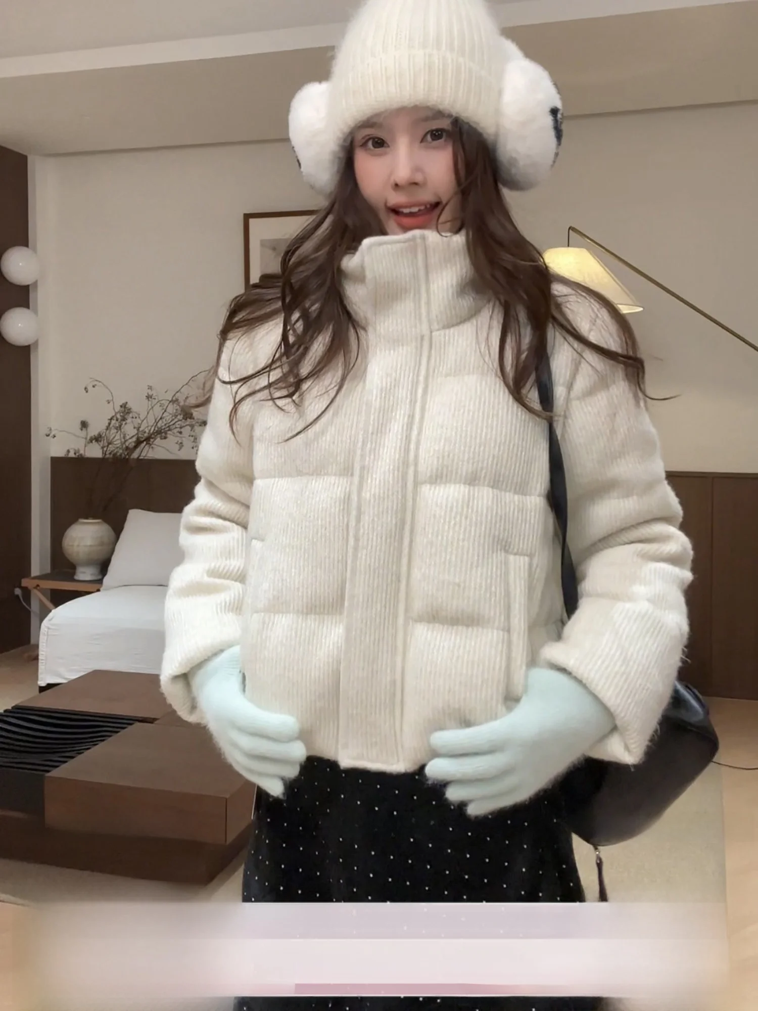 

Floral ort Silver Silk Surface down Jaet Korean Sle Stand Collar Warm Commute Versatile Women's Casual Loose Fit Coat