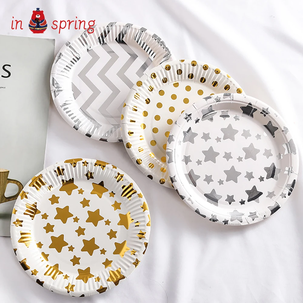 10 PCS Pentagram stripe Disposable Paper Tray with Dots Eco-friendly Cardboard party nut cake plate