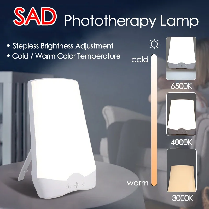 SAD LED Phototherapy Light Bionic-Daylight Affective Disorder Lamp Relief Listless Fatigued Therapy Night Light Stepless Dimming