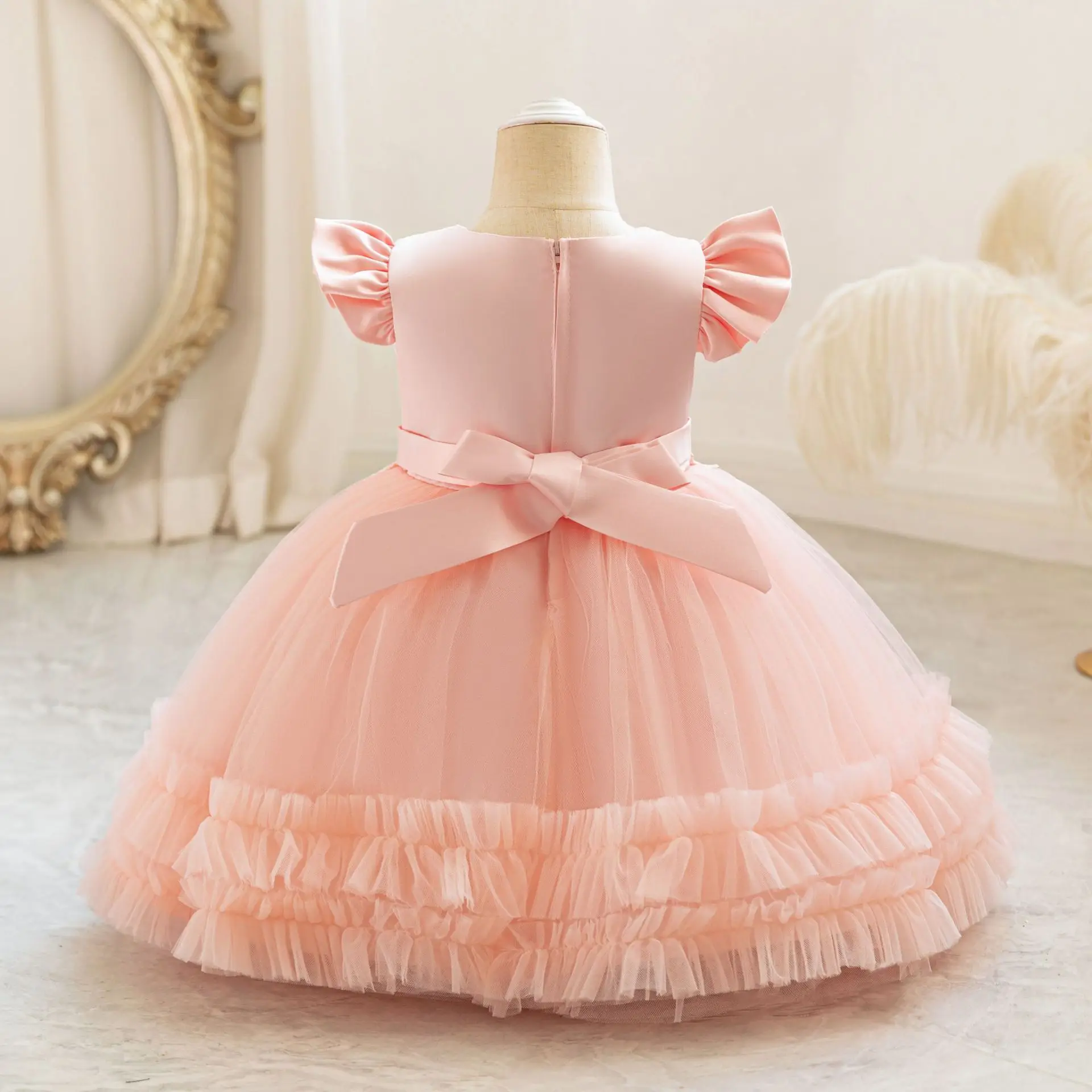 Charlotte Baby Toddler Flutter Sleeves Wedding Flower Girls Birthday Party Pageant Toddler Formal Dress Cupcake Tutu Dress