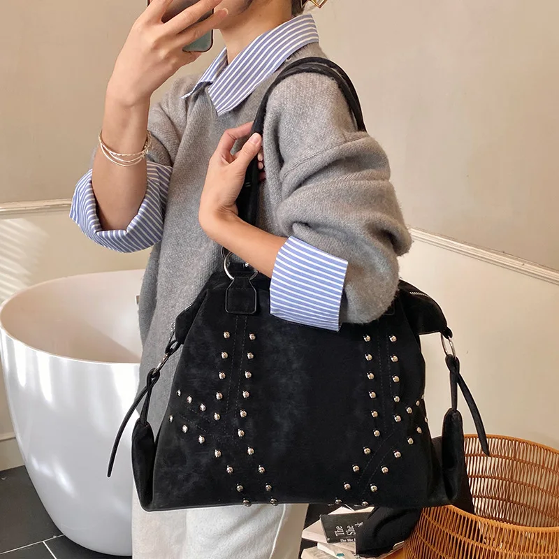 

Шикарная женская винтажная большая сумка - просторная высококачественная минималистичная универсальная сумка, плечевая и верхняя ручка для ежедневного использования