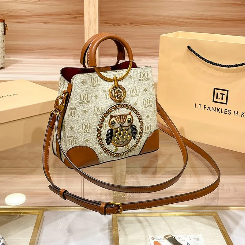 Light Luxury Women\'s Bag 2023 New Vintage Designer Portable Bucket Bag Leather Commuter One Shoulder Crossbody Bag Small Bag