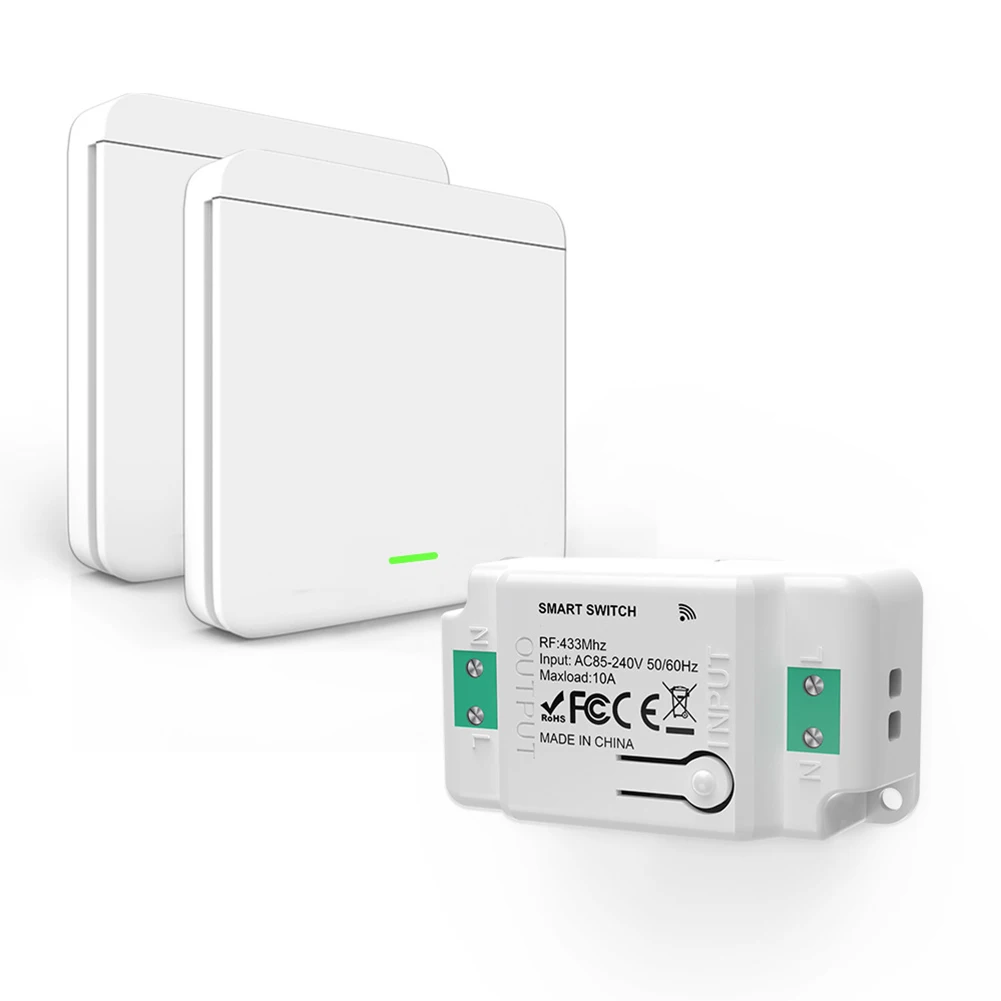 Para iluminación de balcón, interruptor RF de 433MHz, interruptor alimentado por batería para automatización del hogar, rendimiento estable, fuerte penetración de señal