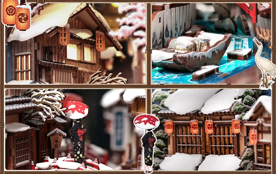 CUTEBEE DIY Book Nook Kit Japanese Sakura 3D Puzzle Dollhouse for Bookshelf Unique Craft Gift for Book Lover Christmas Miniature