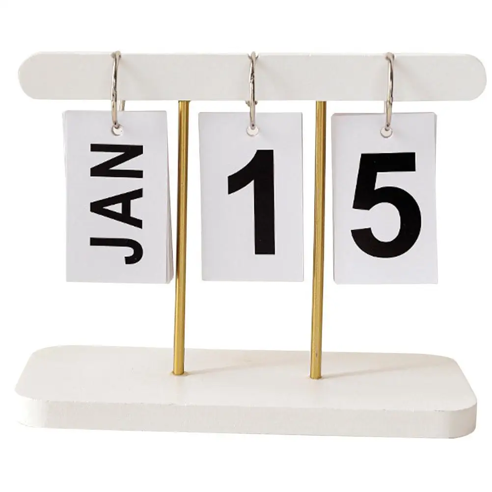 

Desk Calendar Desktop Office Vintage Home Decor Table Stainless Steel Perpetual