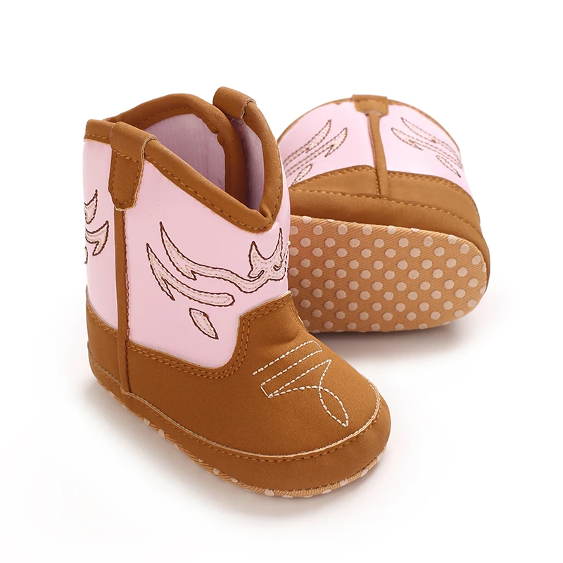 Winter Warm Western Cowboy Style Baby Boots Soft Soled Comfortable Walking Shoes For Boys Girls 0-18M view 3