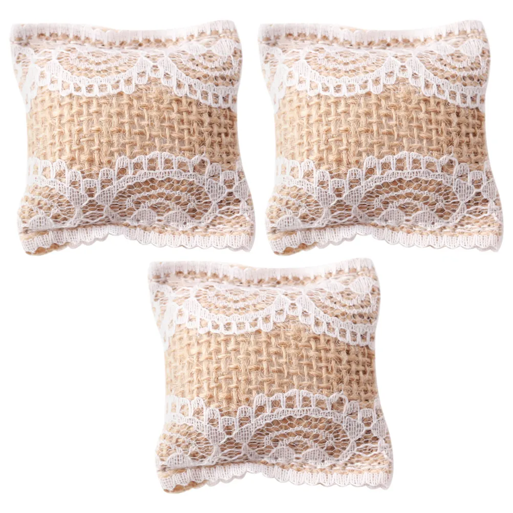 

3Pcs Miniature Simulated Sofa Pillow with Intricate Lace Detail Soft Texture Dollhouse Decoration Mini Cushion Set for Playhouse