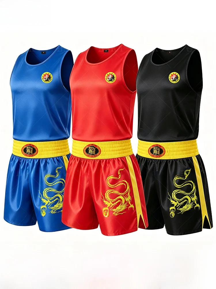 子供用武道トレーニングユニフォーム-ボクシング-ムエタイ-ショーツ-プロレベル着用可能-ラウンドネック半袖トップス