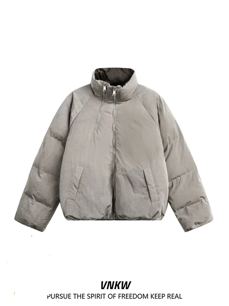 

Thiened Cotton Jaet for Couples Winter Warm Outerwear Men's Loose Fit Bread Sle Zipper Closure Versatile Cotton Coat