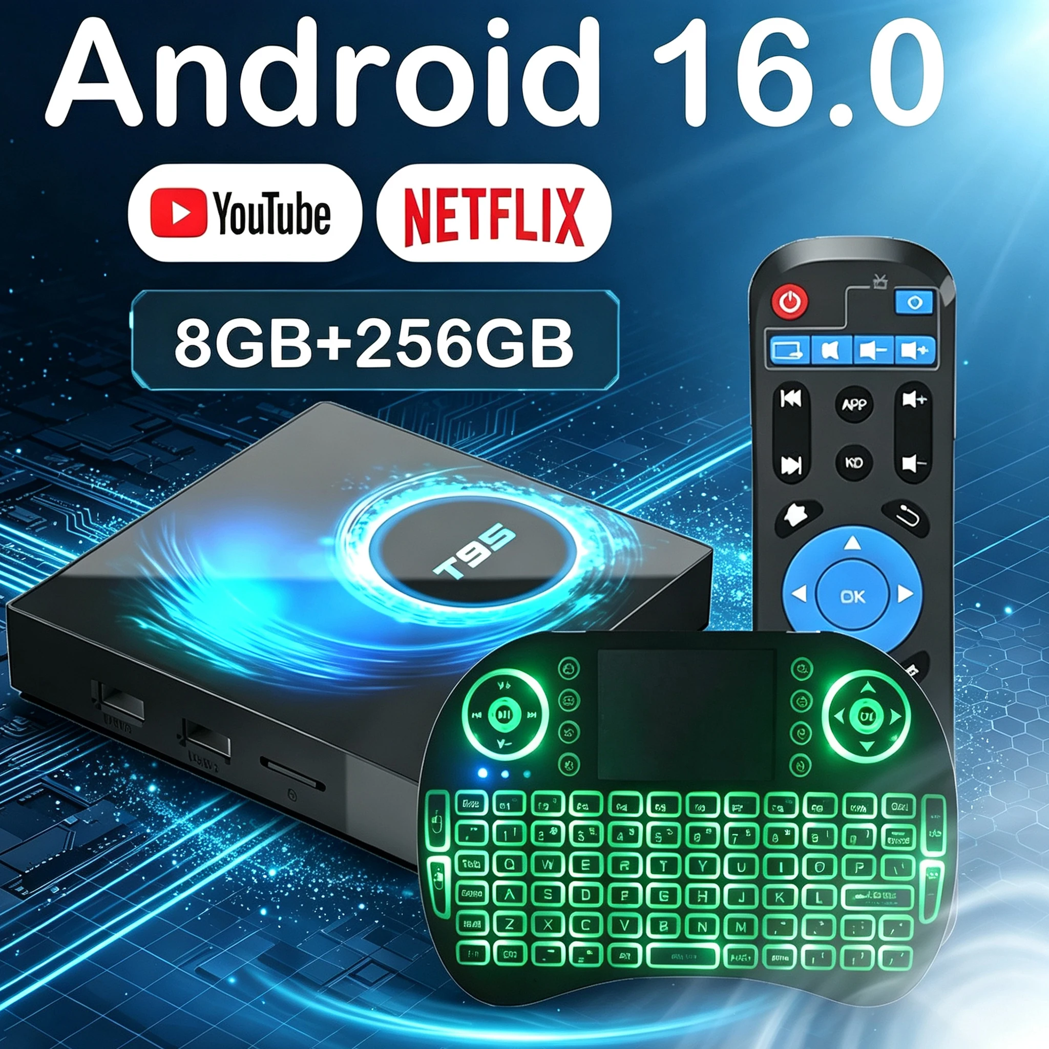 Smart Android 16 TV Box 8GB+256GB  Allwinnerh616 Google Assistant Wifi6 6K Video Bluetooth6.0 Media Player Very Fast Set Top Box