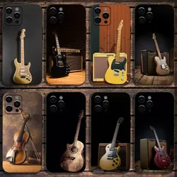 Music Musical Violin Guitar Phone Case For Apple iPhone 15,14,13,12,11,Pro,X,XS,Max,XR,Plus,Mini Soft Black Cover