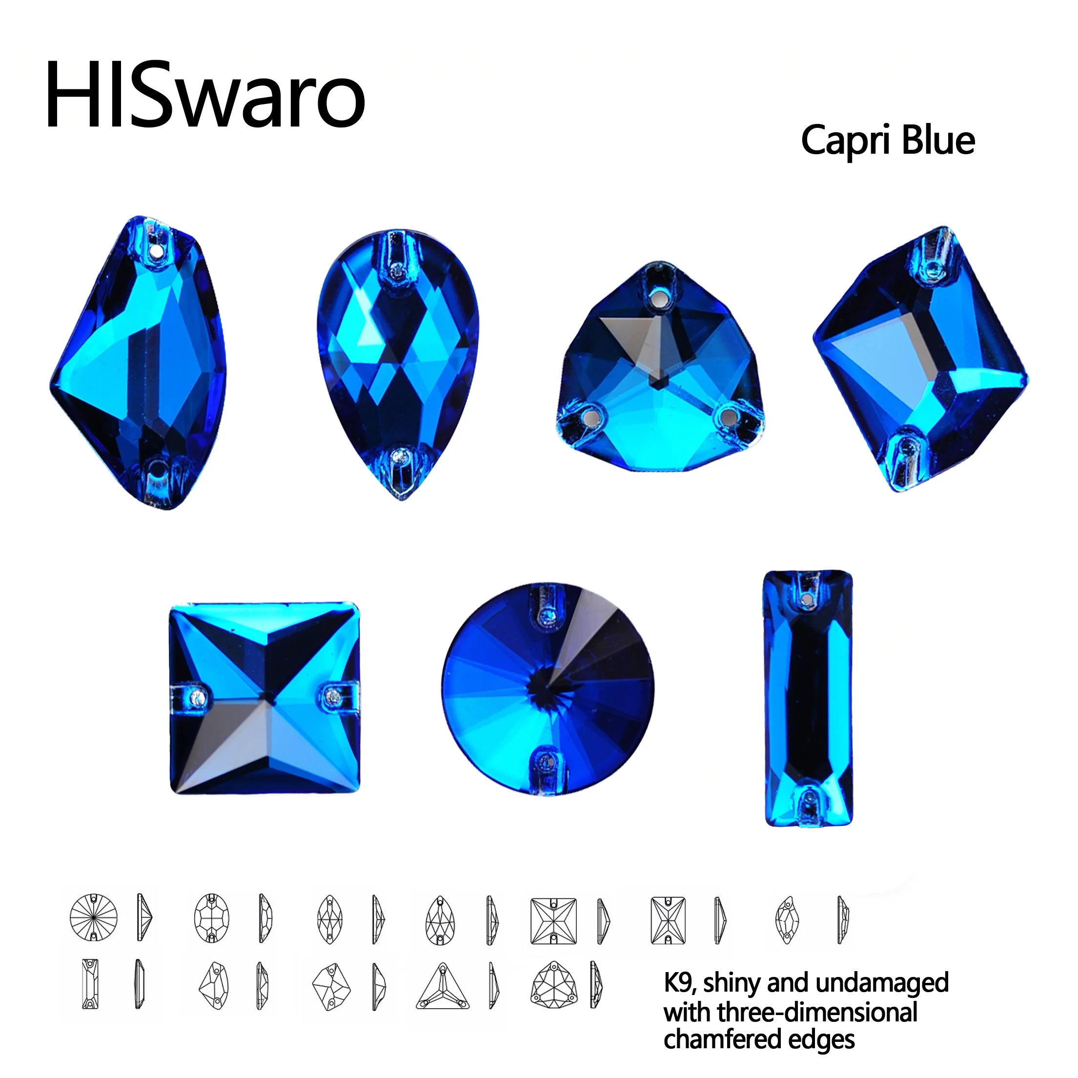 

HISwaro Capri Blue Fancy Flat Back Sewing Strass Crystal Sew On Rhinestone For Needlework DIY Gifts Clothing Jewelry Making