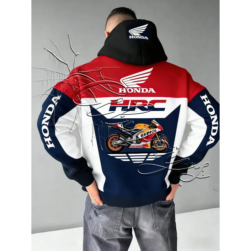

Осень/зима 2026, новинка Honda Racing, специальный дизайн, модная мотоциклетная одежда, толстовка с капюшоном, мужская мото, спортивная толстовка для бездорожья