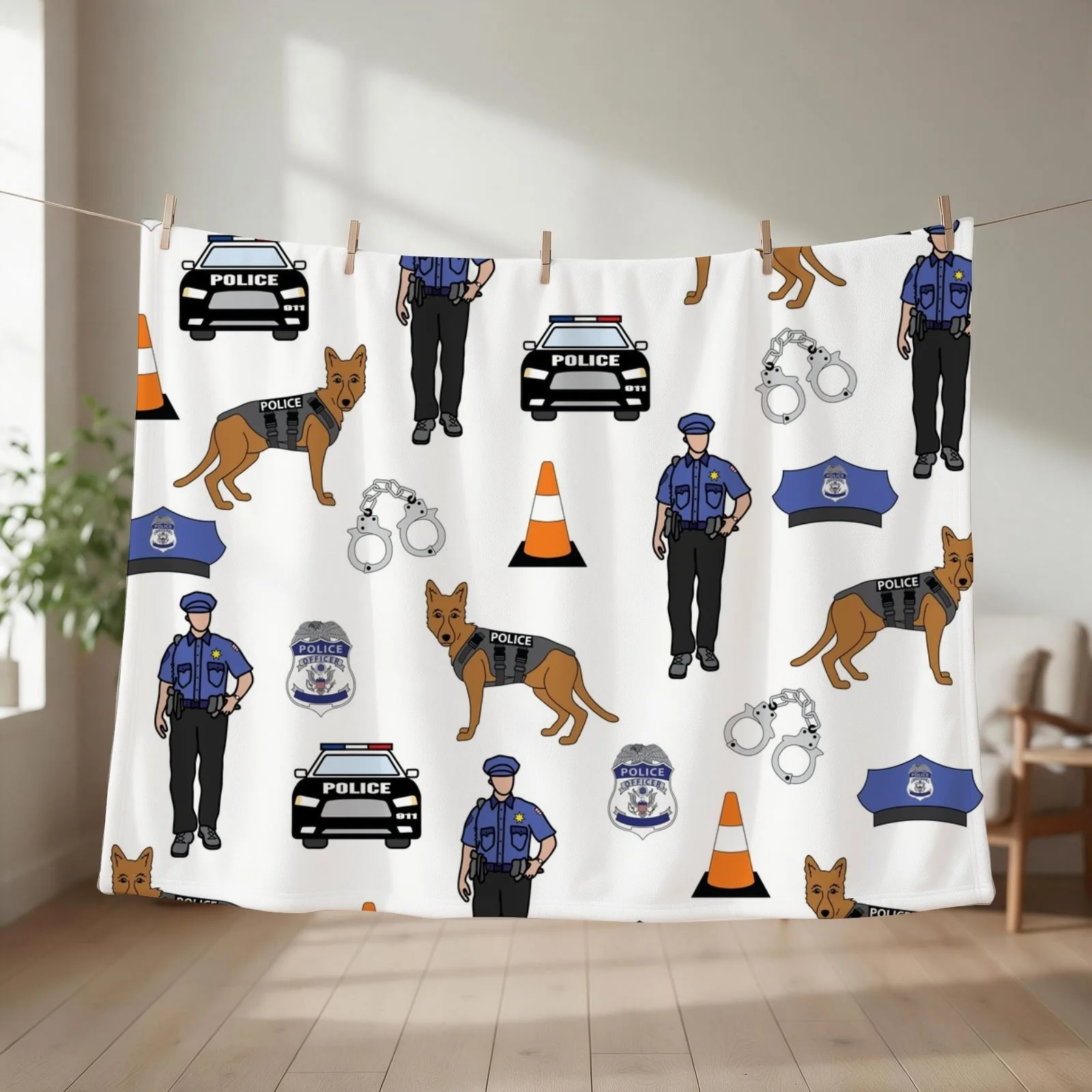 Police Item Mix Throw Blanket couch cozy soft plush fuzzy picnic outdoor blanket
