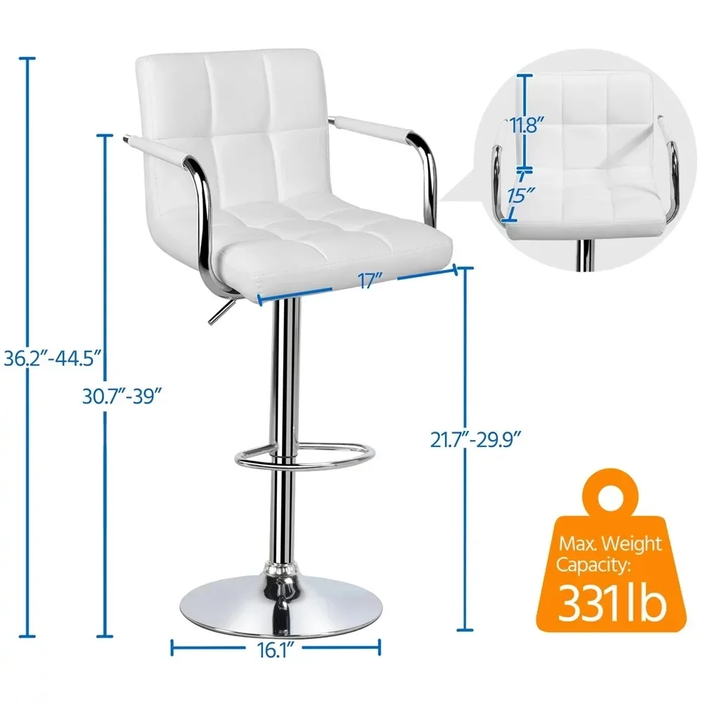 2pcs Faux Leather Swivel Bar Stools for Home Counter, Kitchen bench