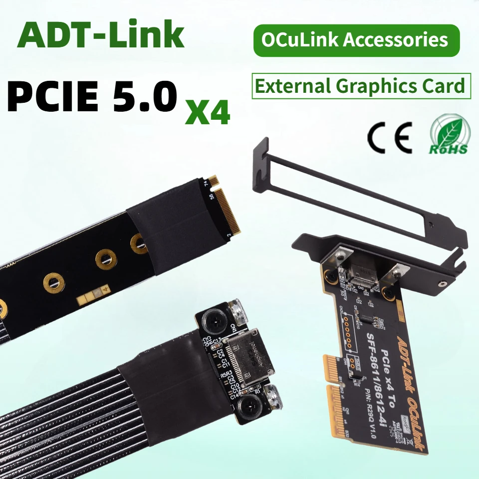 K9G F4Q R29Q OCuLink to PCIE X16 Graphics Card GPU Dock PCIe 5.0 X4 eGPU Accessories ATX Power Bracket M.2 Oculink SFF-8612 8611