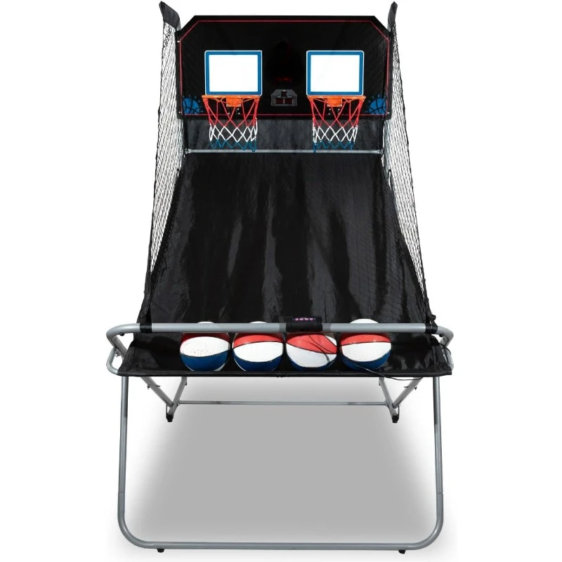 Dual Shot Sport  Arcade Basketball Fun at Home  Paddle Scoring 10 Game Modes 4 Balls Foldable Storage，home.