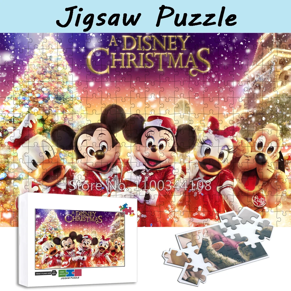 

Disney Christmas Puzzle Mickey and Minne 35/300/500/1000 Pieces Jigsaw Puzzles Cartoon Handmade Toys for Children New Year Gift