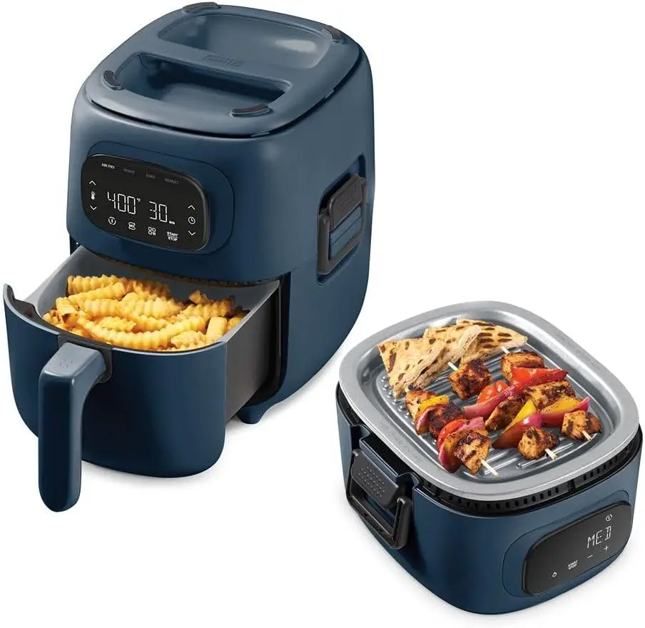 

Flip & Fry Digital 2-in-1 Grill + Air Fryer with 4 functions, 3 Qt Capacity, Air fryer & Indoor Grill for fries