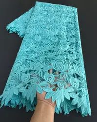 Unique Soft Handcut Tulle Lace Plain Color Embroidered French Lace Afrian Wedding Mesh Fabric Highest Quality