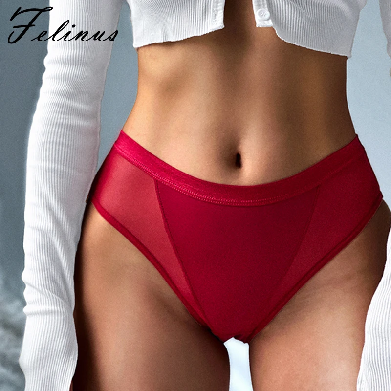 Felinus Women\'s Solid Panties Sexy Low Waist Mesh Underwear Breathable Seamless Women Briefs Ultra-thin Female Underpant