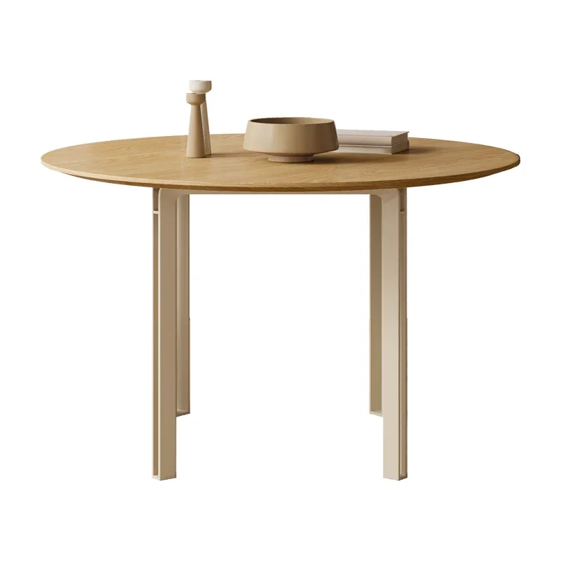 

Oil Style round Solid Wood Dining Table Modern Household Minimalist Wood Color Dining Table and Chair