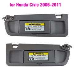 Front Sun Visor Panel Interior Sunvisor Makeup Mirror For  Honda Civic 8th EX LX Sedan SI Coupe 2006-2011
