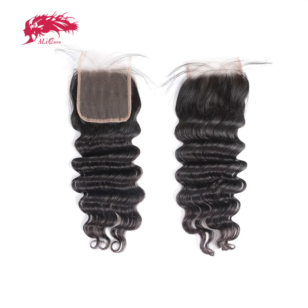 

Ali Queen Hair Loose Deep 4x4 5x5 Lace Closure Human Hair HD Lace Frontal Original Raw Hair Free Part Pre plucked