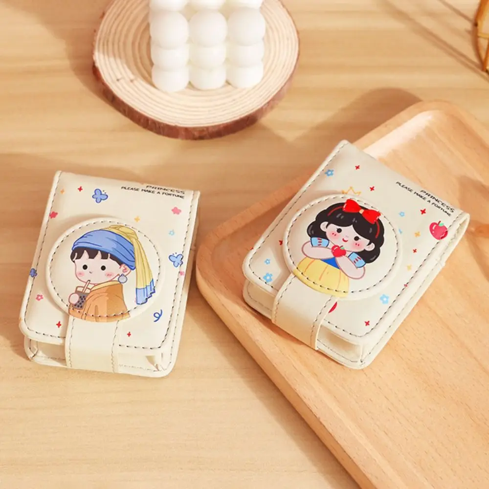 Cute With Mirror Lipstick Bag Cartoon Mini Makeup Bag PU Leather Portable Lipstick Protective Cover