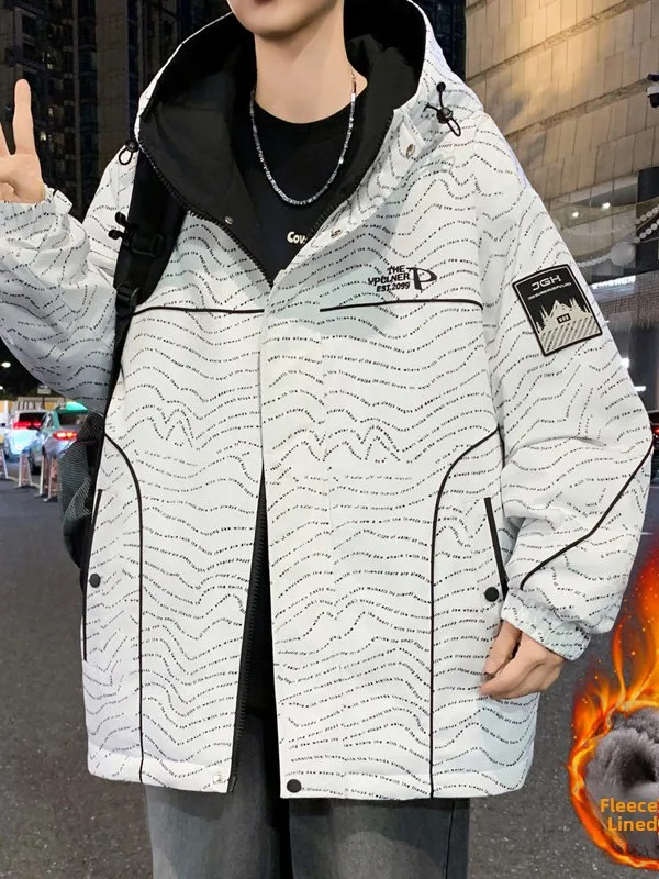 

Утепленная флисовая куртка для мальчиков: теплая хлопковая куртка на осень-зиму для старшеклассников, повседневная городская модная куртка на молнии