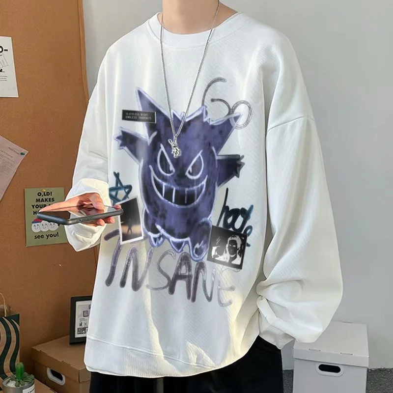 الرجال بلوزات طويلة الأكمام موضة الكرتون الشيطان الصغير طباعة البلوز المعتاد فضفاض طاقم الرقبة سترة الخريف حجم M-8XL #2