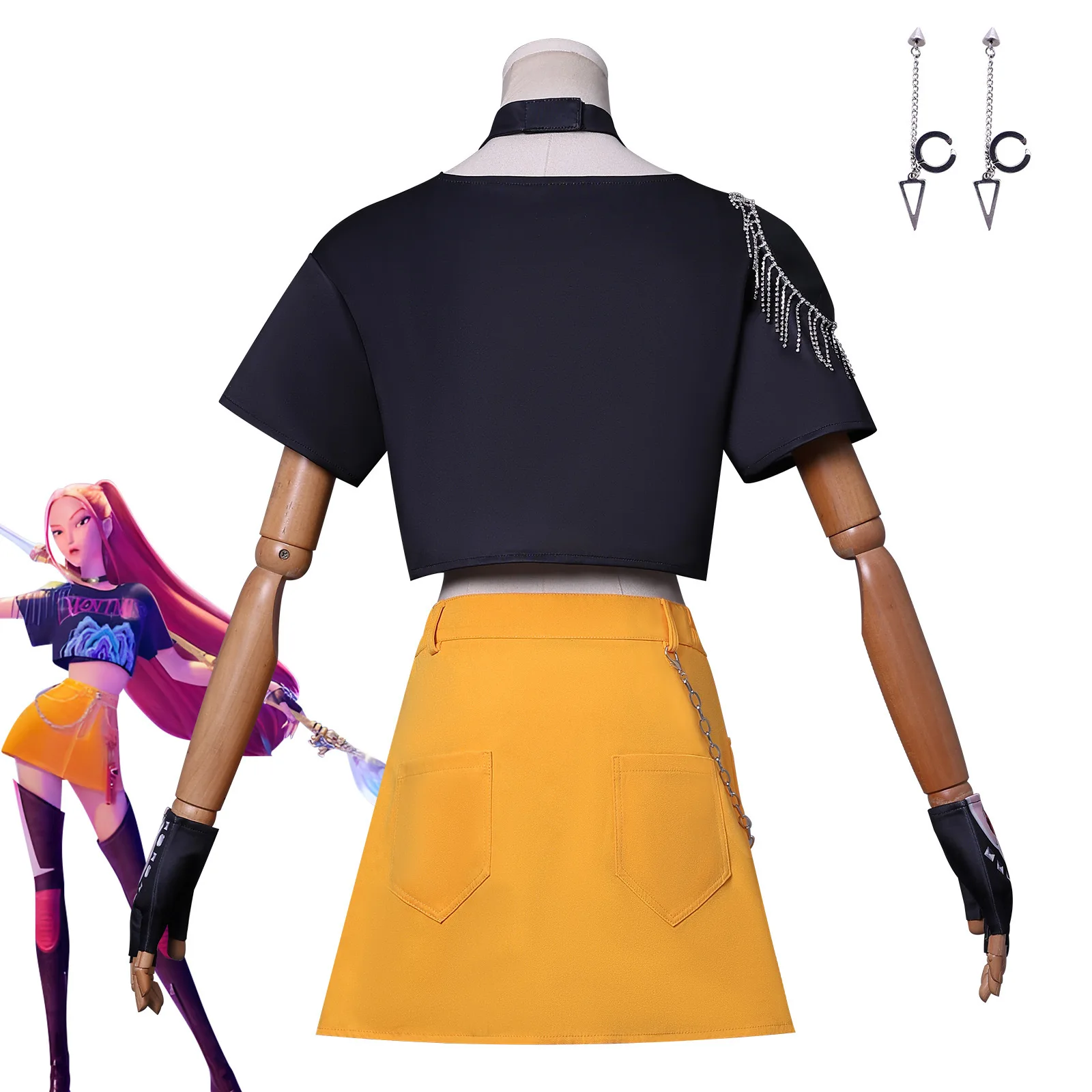 Anime KPop Demon Cos Hunter superestrella Mira Cosplay disfraz Mira peluca anillo conjunto completo chica traje de grupo mujeres fiesta de Halloween juego de rol