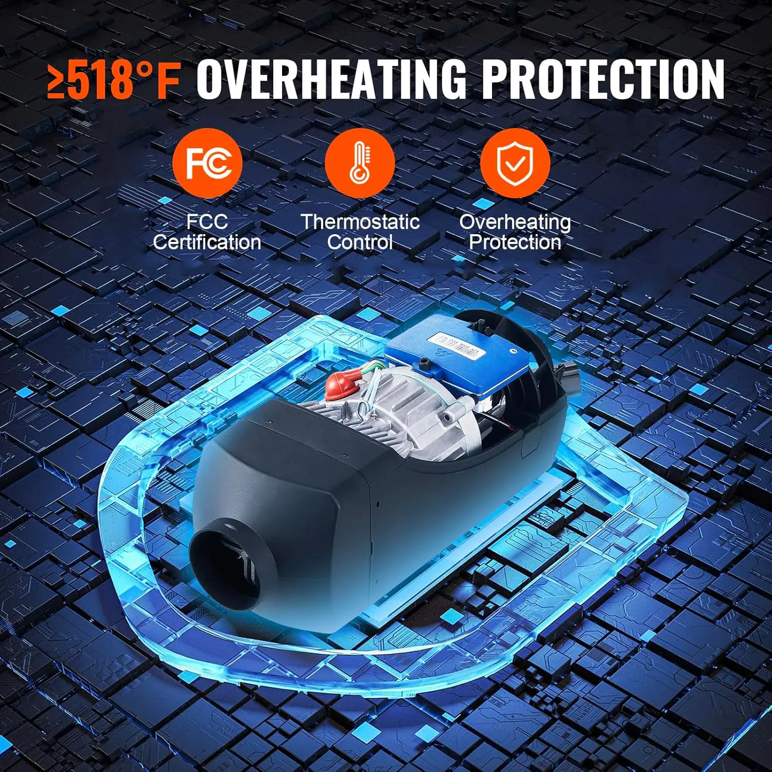 سخان ركن بقدرة 8 كيلو وات مع تطبيق بلوتوث وجهاز تحكم عن بعد، شاشة LCD، تعديل الارتفاع التلقائي حتى 18045 قدمًا، لتخييم مقطورة سيارات الدفع الرباعي