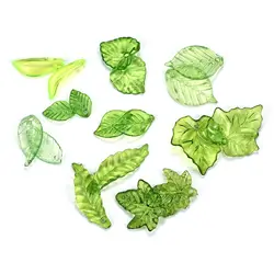 Acrylic Beads Green Transparent Leaf Shape Beads Pendant Loose Bead For DIY Jewelry Making Necklace Bracelet Charm Accessories