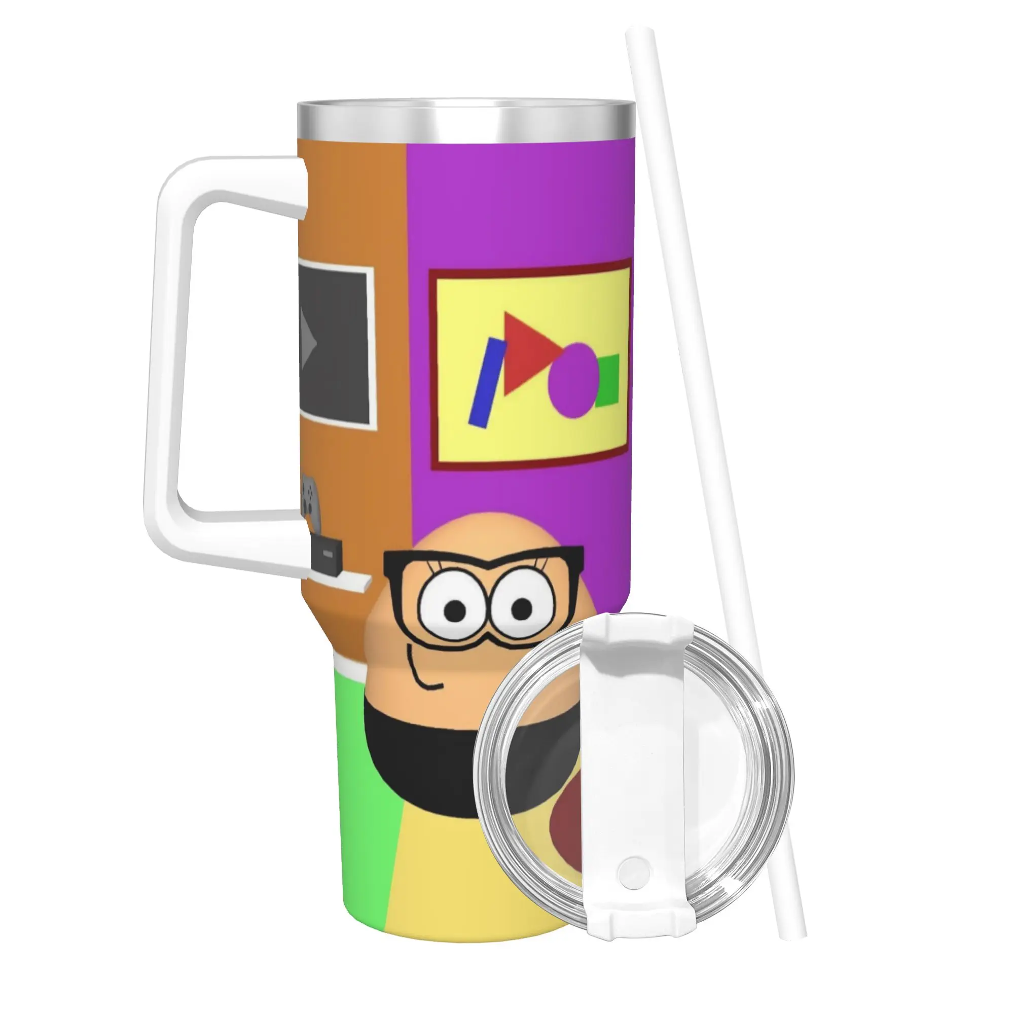My Pet Alien Pou Tumbler With Straw  Stainless Steel Mug Double Wall Vacuum Insulated for Cold Or Hot 40oz