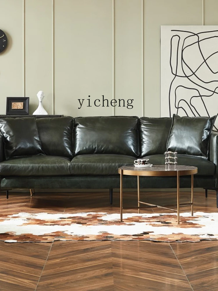 XL Leather Sofa Combination Brazil First Layer Cowhide Light Luxury Living Room Three-Seat Leather Sofa