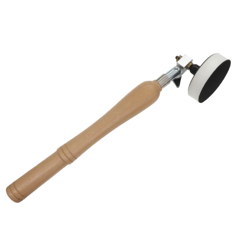 

3Inch White Hook and Loop Bowl Sander Sanding Pad with Long Wooden Handle Hand Sanding Block for Wood Metal Wall Polishing tools
