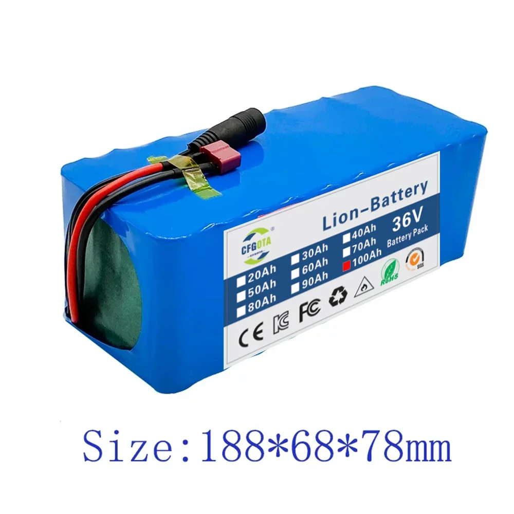 36V 10S4P 100Ah battery pack 500W high power battery 42V 100000mAh Ebike electric bicycle BMS 42v battery with xt60 plug