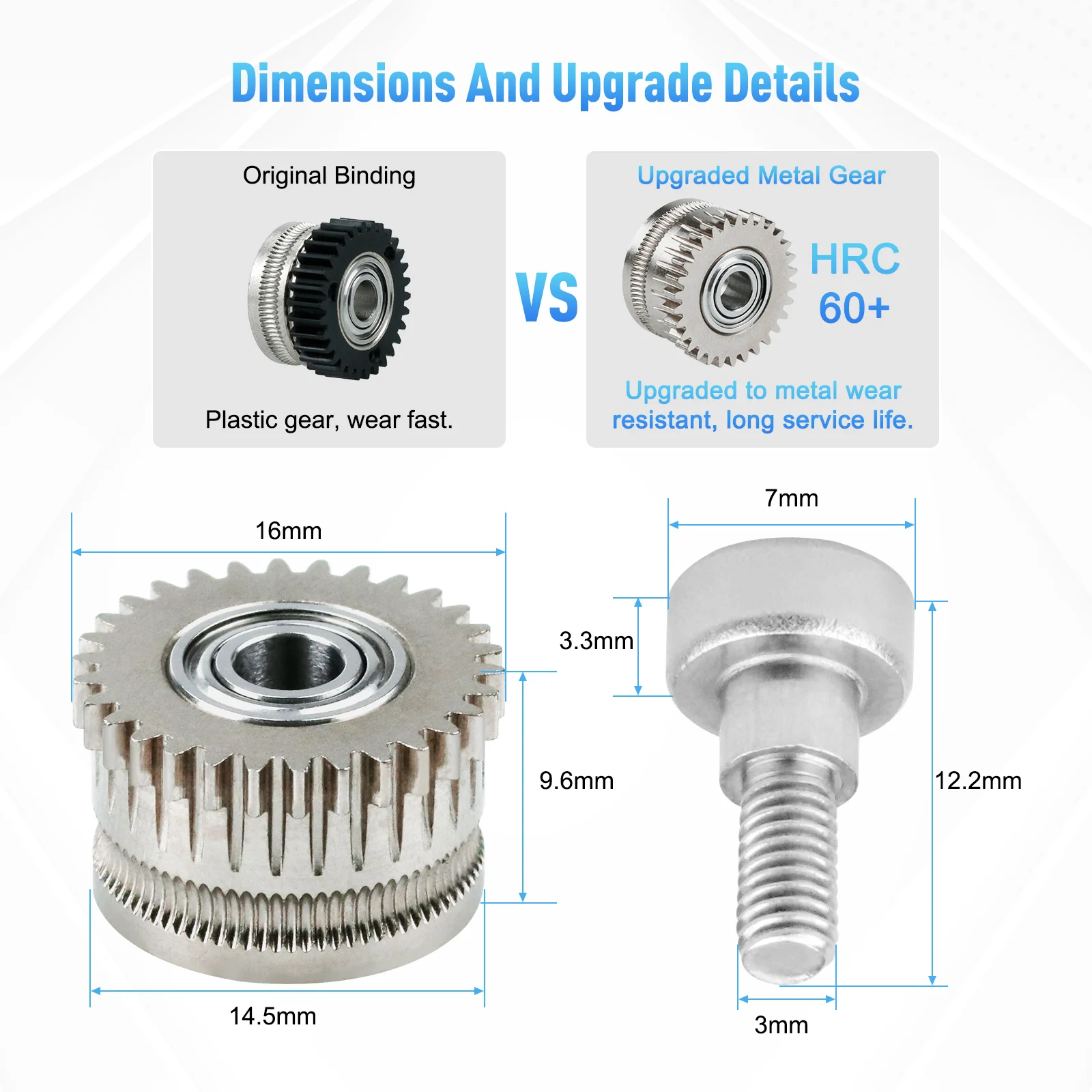 기어 니켈 도금 고경도 모든 금속 필라멘트 드라이브 기어, Creality K1 Max/K1 EXTRUDER 기어, 3D 프린터 부품, K1C 압출기