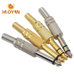 【6-2PCS】Gilding 6.35MM Jack Plug Male Mono Audio Connector Adapter 1/4Inch Male Soldering Audio Stereo Connectors