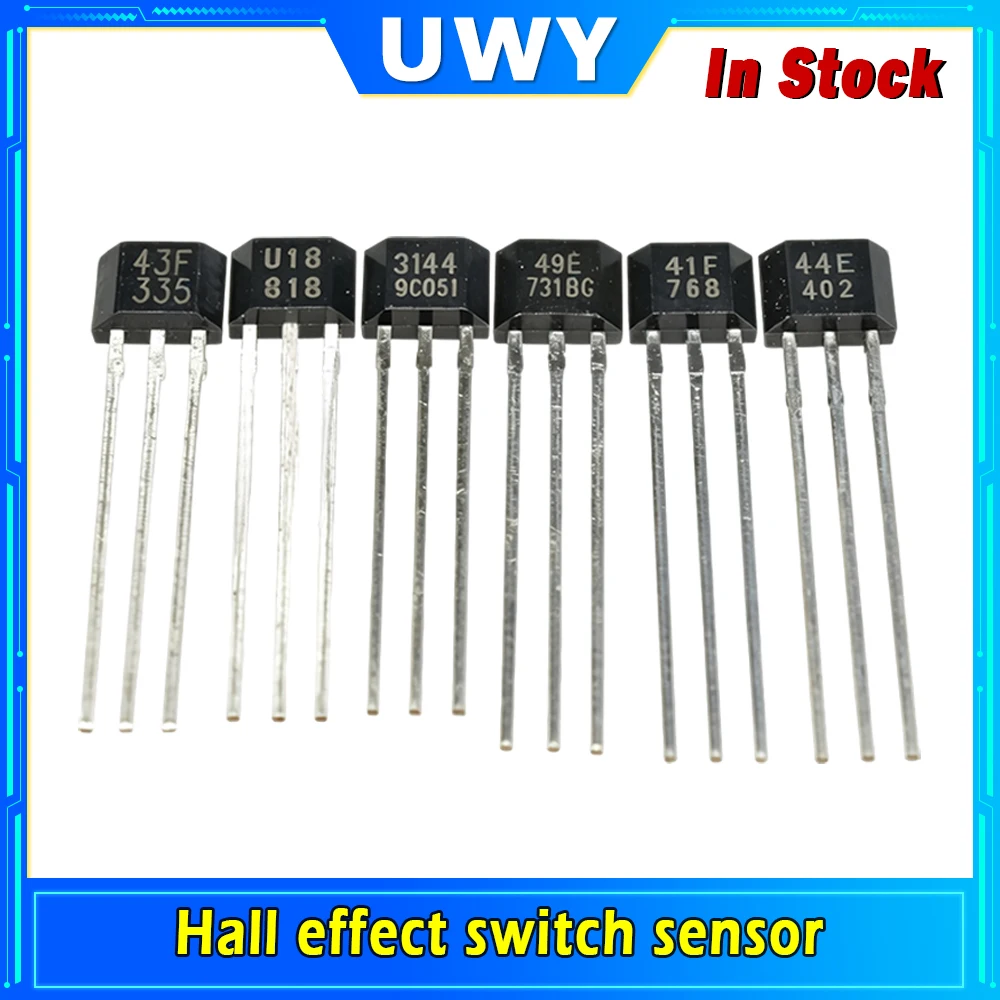 5PCS Hall Effect Sensor TO‑92 Package 41F 44E 49E 3144 U18 OH137 Magnetic Switch Hall Element For Motor Speed Detection