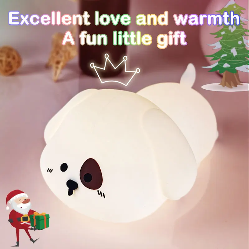 Cute Dog Night Light, USB Rechargeable, Girl's Room Decoration, Timed Bedroom Sleep, Christmas Gift, Color Changing