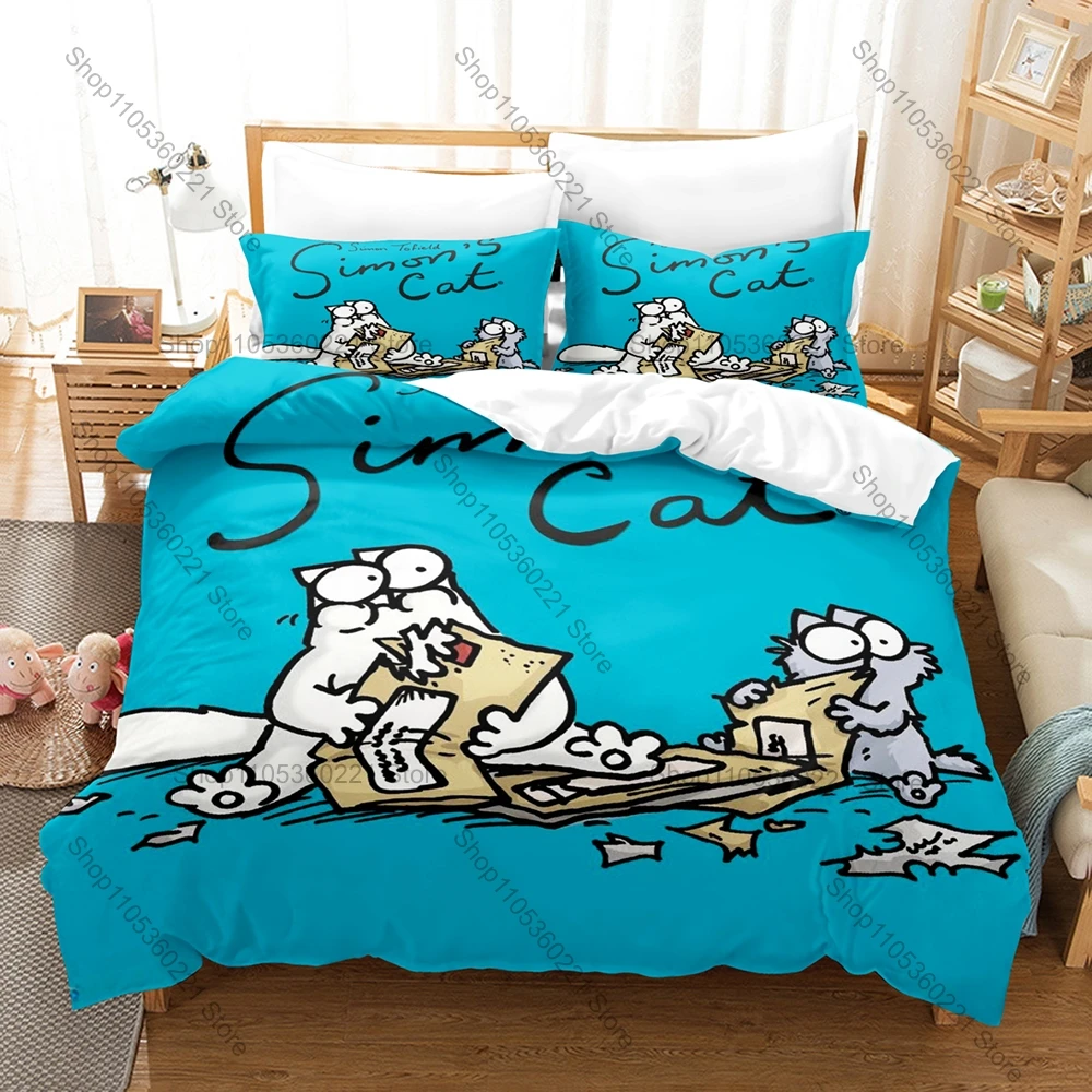 

Cartoon Simon's Cat Bedding Set, Duvet Cover & 2 Pillowcases, Lovely Animal Pattern Breathable Fabric for All Seasons