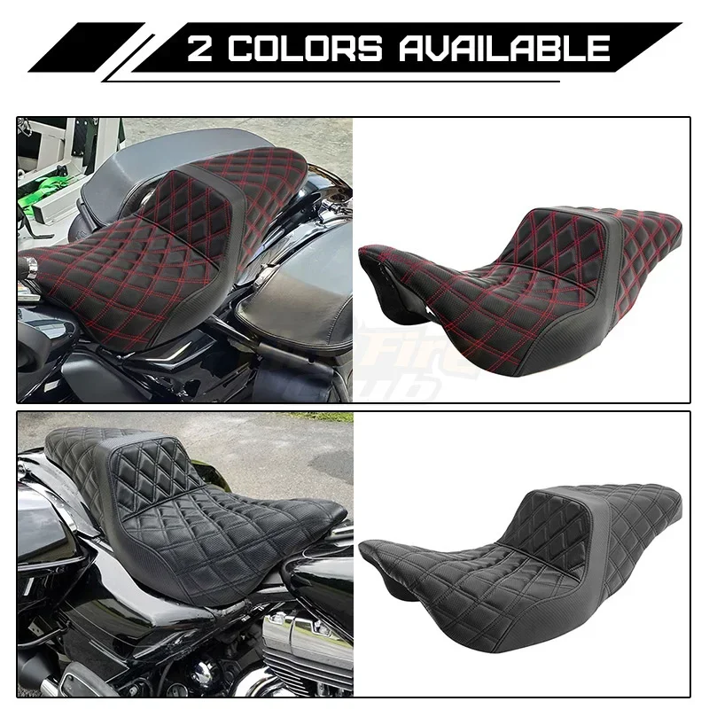 Motorcycle Seat Cover 2-Up Front Driver Rear Passenger Seat For Harley Touring Electra Glide Street Glide Road King CVO 08-23