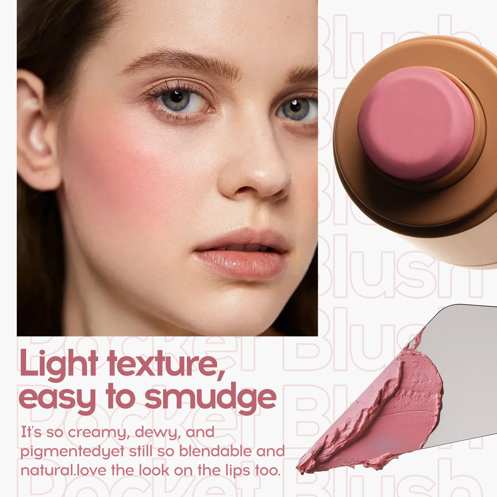 Blush Makeup, Natural-Looking Matte Waterproof&Long Lasting, Moisturizing&Lightweight Blendable Feel Blush Highlight Makeup