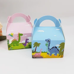 24/48Pcs Dinosaur Cartoon Candy Box With Handle Kids Birthday Cake Sweet Favor Gift Packaging Boxes Baby Shower Party Decoration