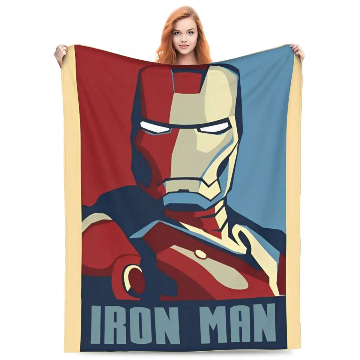 Marvel Iron Man Flannel Blanket Soft Durable Throw Blanket for Home Decor Picnic Aesthetic Bedspread Sofa Bed Cover