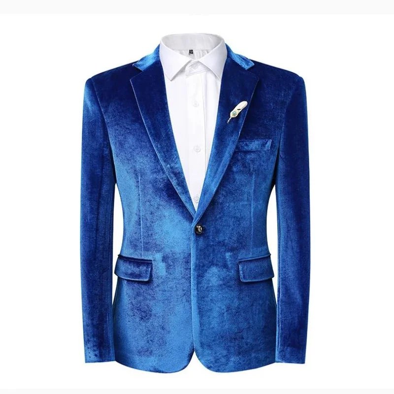 

Men's velvet suit jacket slim fit fashionable suit jacket suitable for weddings, dances, dinners, hosts, groomsmen